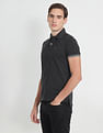 Arrow Sports Striped Sleeve Hem Heathered Polo Shirt