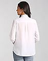 GAP Women White New Fitted Boyfriend Swiss Dot Shirt