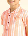 U.S. Polo Assn. Kids Boys Vertical Striped Cuban Shirt