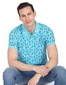 AD by Arvind Cotton Floral Print Polo Shirt