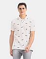 Aeropostale Men White Printed Pique Polo Shirt