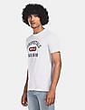 Aeropostale Men Off White Brand Print Cotton T-Shirt