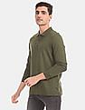 Calvin Klein Men Olive Long Sleeve Solid Polo Shirt