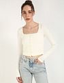 Calvin Klein Jeans Regular-Fit Polyester Scoop Neck Crop Top