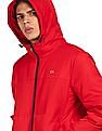 Calvin Klein Men Red Brand Print Hooded Jacket