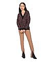 Tommy Hilfiger Women V-Neck All Over Animal Jacquard Sweater