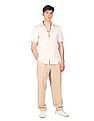 Calvin Klein Men Off White Dot Print Cotton Stretch Casual Shirt