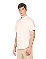 Calvin Klein Men Off White Dot Print Cotton Stretch Casual Shirt